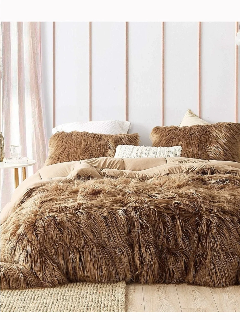 Plush Faux Fur Comforter Set — Brown Cozy Luxe